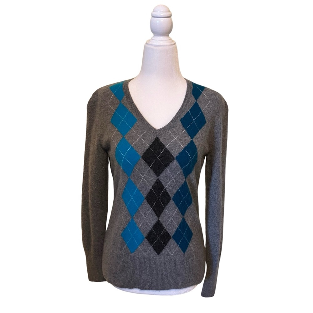 Apt. 9 100% Cashmere argyle sweater size L